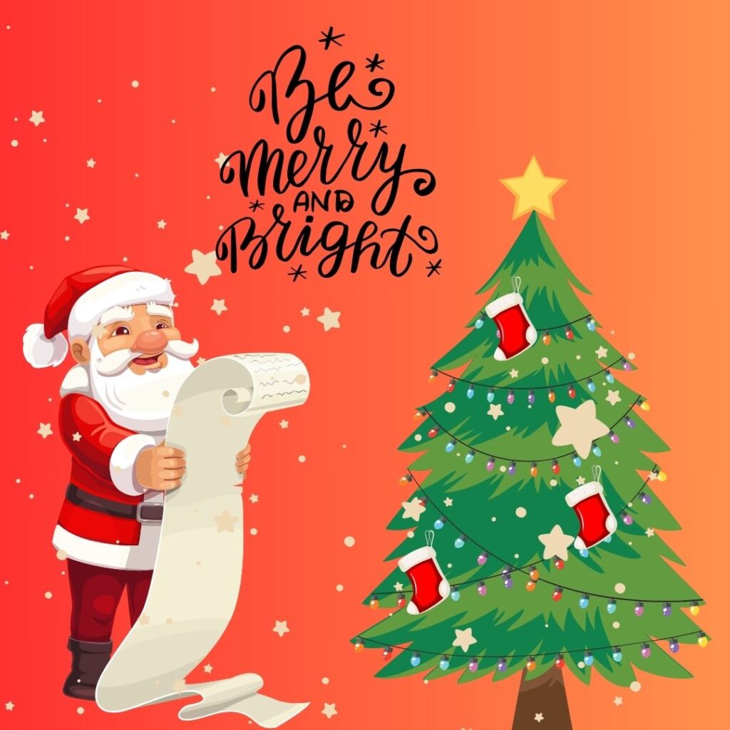 Christmas tree and santa claus